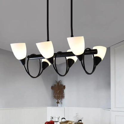 Traditional black milky glass pendant light fixture dining room