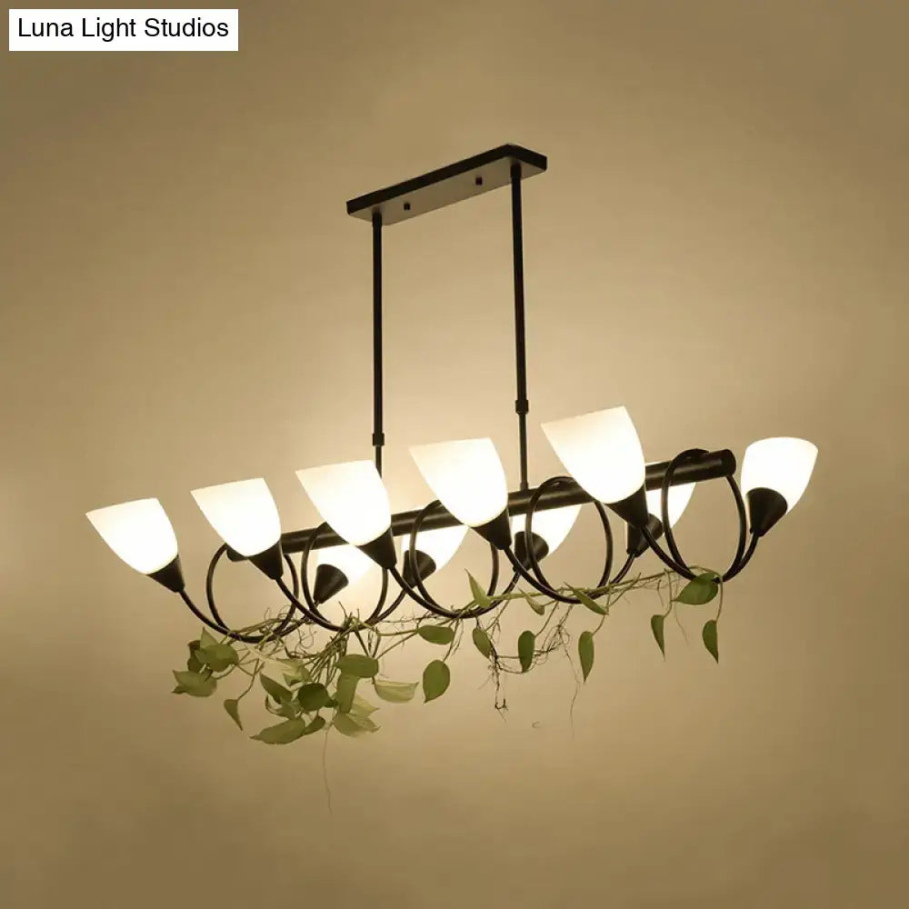 Traditional black milky glass pendant light fixture dining room