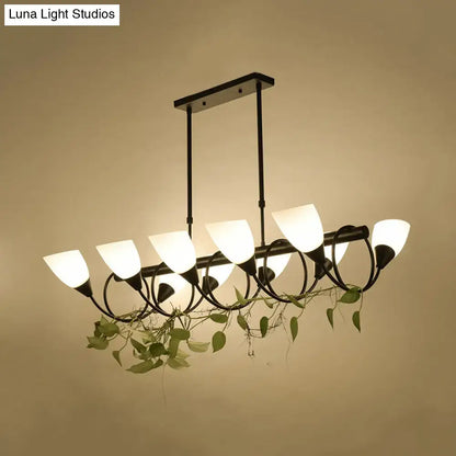 Traditional black milky glass pendant light fixture dining room