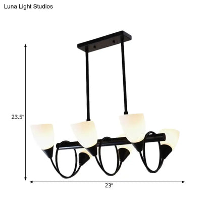 Traditional black milky glass pendant light fixture dining room