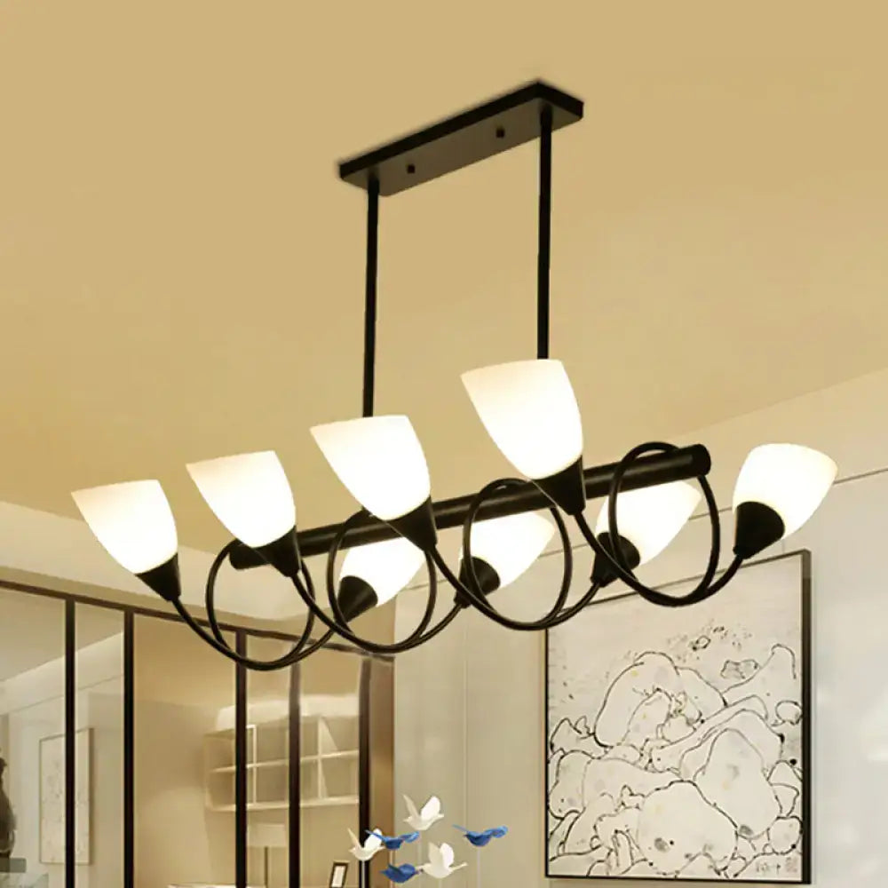 Traditional black milky glass pendant light fixture dining room