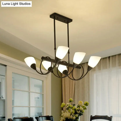 Traditional black milky glass pendant light fixture dining room