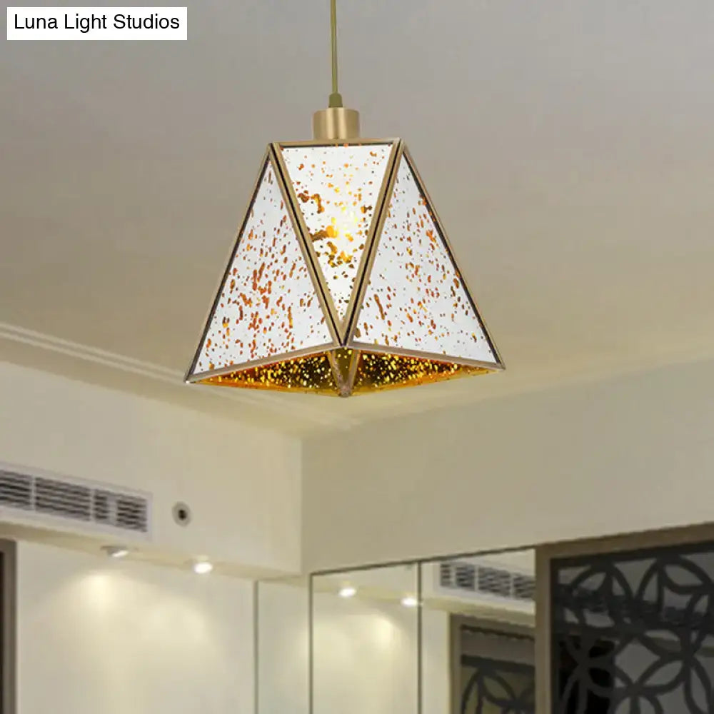 Traditional silver clear glass pyramid pendant light living room