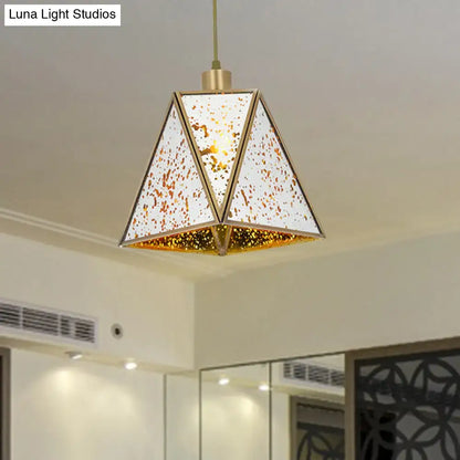 Traditional silver clear glass pyramid pendant light living room
