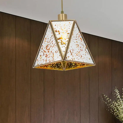 Traditional silver clear glass pyramid pendant light living room
