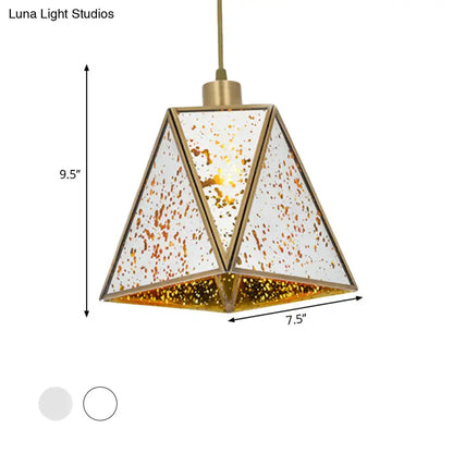 Traditional silver clear glass pyramid pendant light living room
