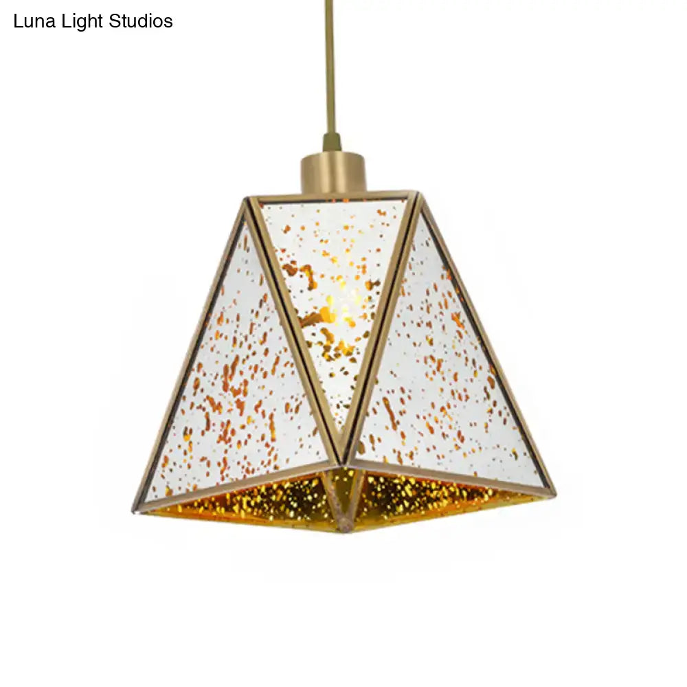 Traditional silver clear glass pyramid pendant light living room