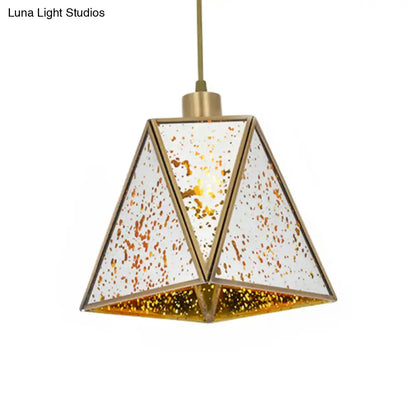 Traditional silver clear glass pyramid pendant light living room