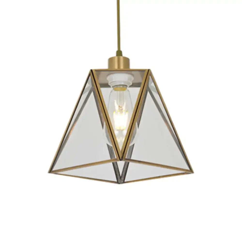 Traditional silver clear glass pyramid pendant light living room