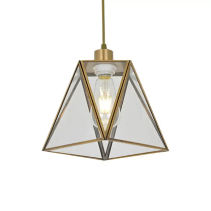 Traditional silver clear glass pyramid pendant light living room