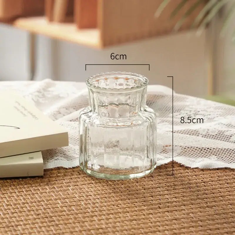 Ribbed transparent nordic vase living room glass decor