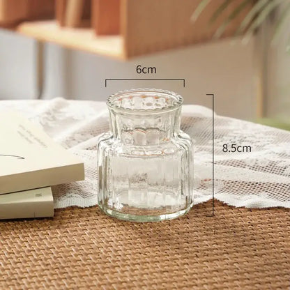 Ribbed transparent nordic vase living room glass decor