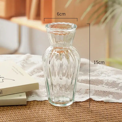 Ribbed transparent nordic vase living room glass decor
