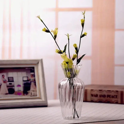 Ribbed transparent nordic vase living room glass decor