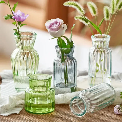 Ribbed transparent nordic vase living room glass decor