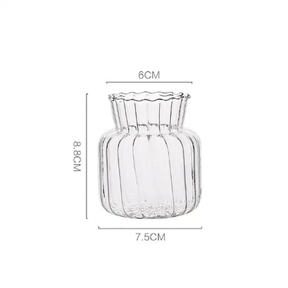 Ribbed transparent nordic vase living room glass decor
