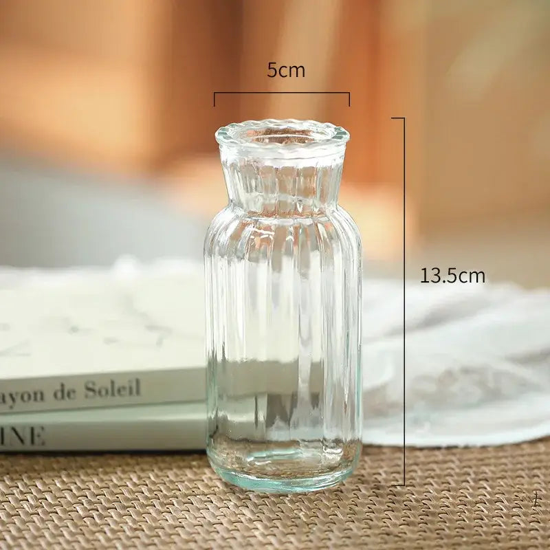 Ribbed transparent nordic vase living room glass decor