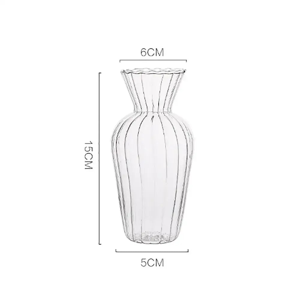 Ribbed transparent nordic vase living room glass decor