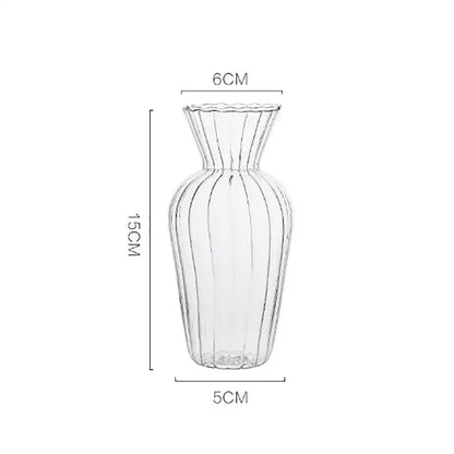 Ribbed transparent nordic vase living room glass decor