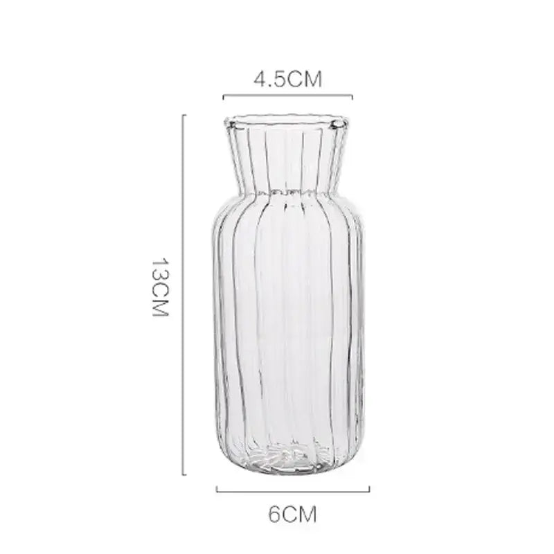 Ribbed transparent nordic vase living room glass decor