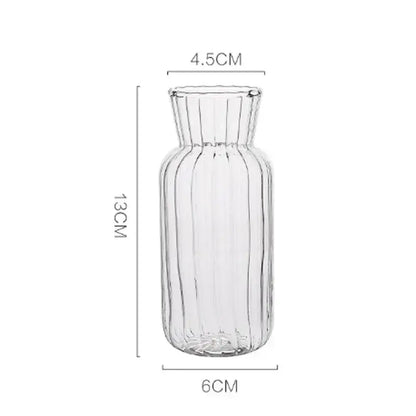 Ribbed transparent nordic vase living room glass decor