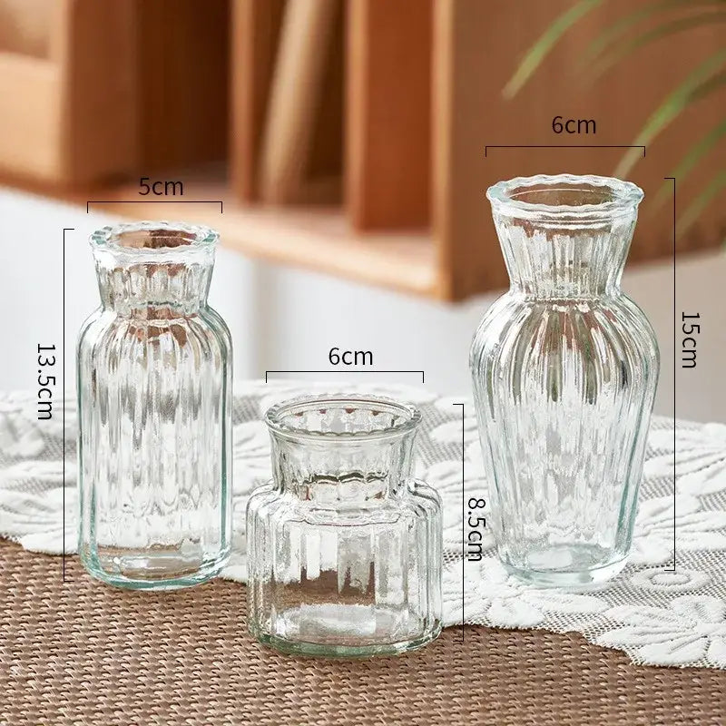 Ribbed transparent nordic vase living room glass decor