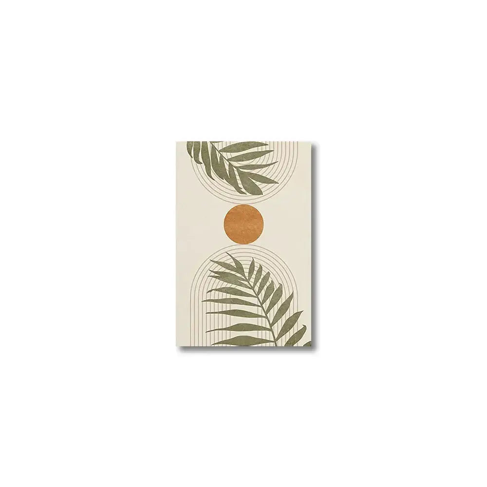 Modern earthy tropical leaves abstract canvas set living room art