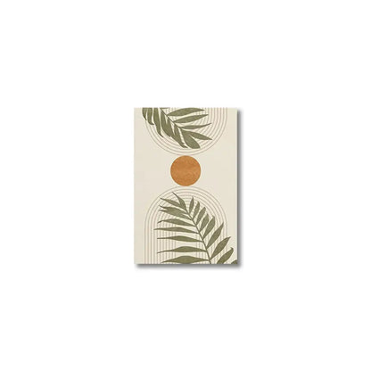 Modern earthy tropical leaves abstract canvas set living room art