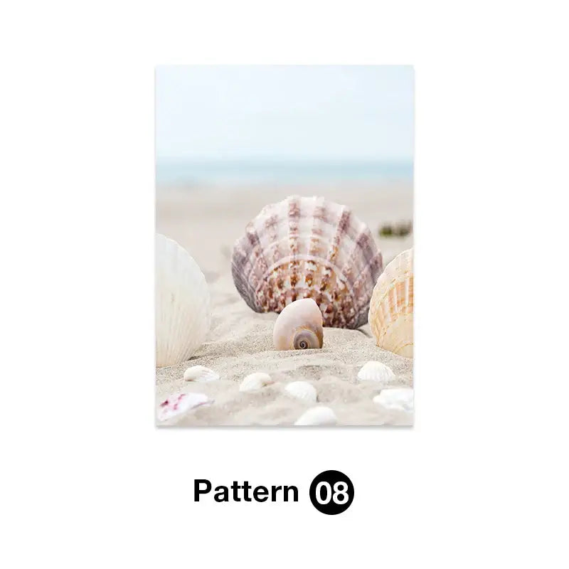 Coastal pastel shell wall art for living room decor