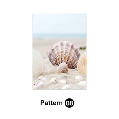 Coastal pastel shell wall art for living room decor