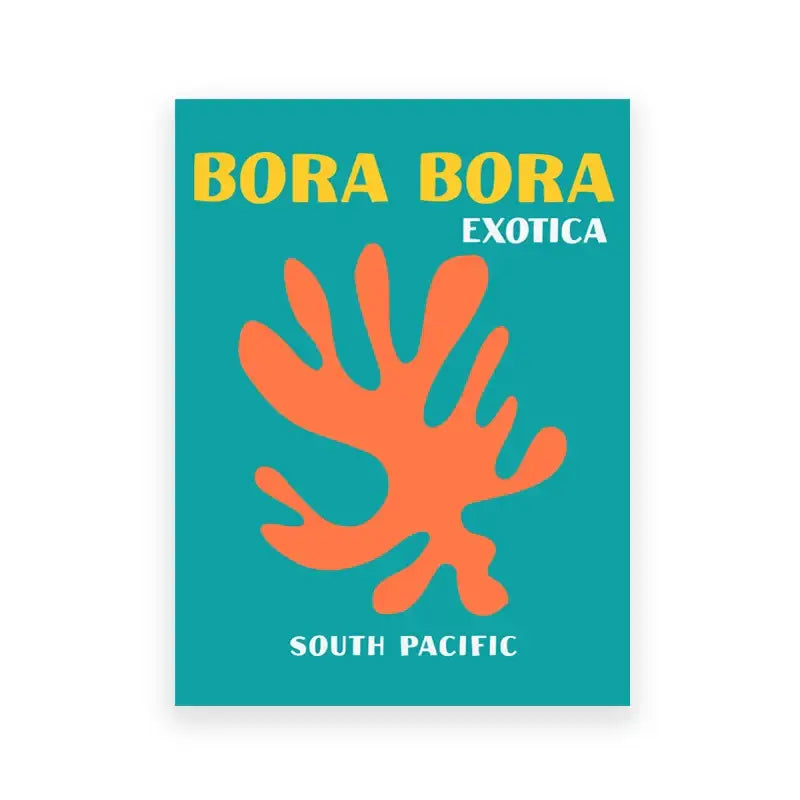 Tropical teal and orange bora bora travel posters art living room