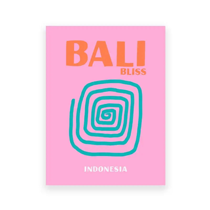 Retro pink and teal bali indonesia travel posters art bedroom decor