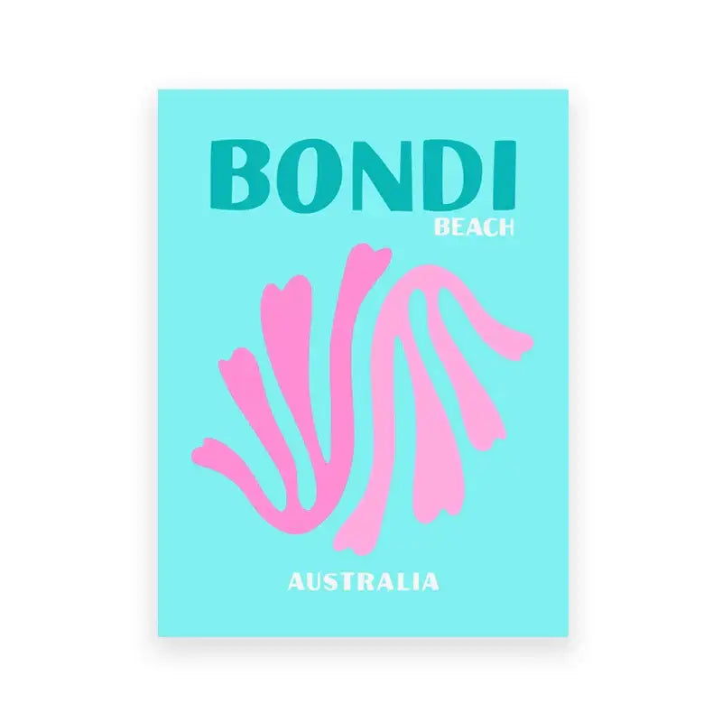 Retro pink and teal bali indonesia travel posters art bedroom decor