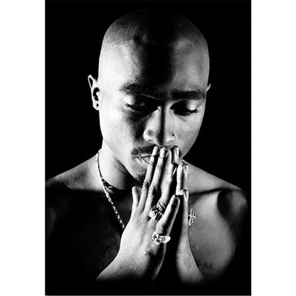 Iconic black & white tupac canvas print bedroom hip hop wall art