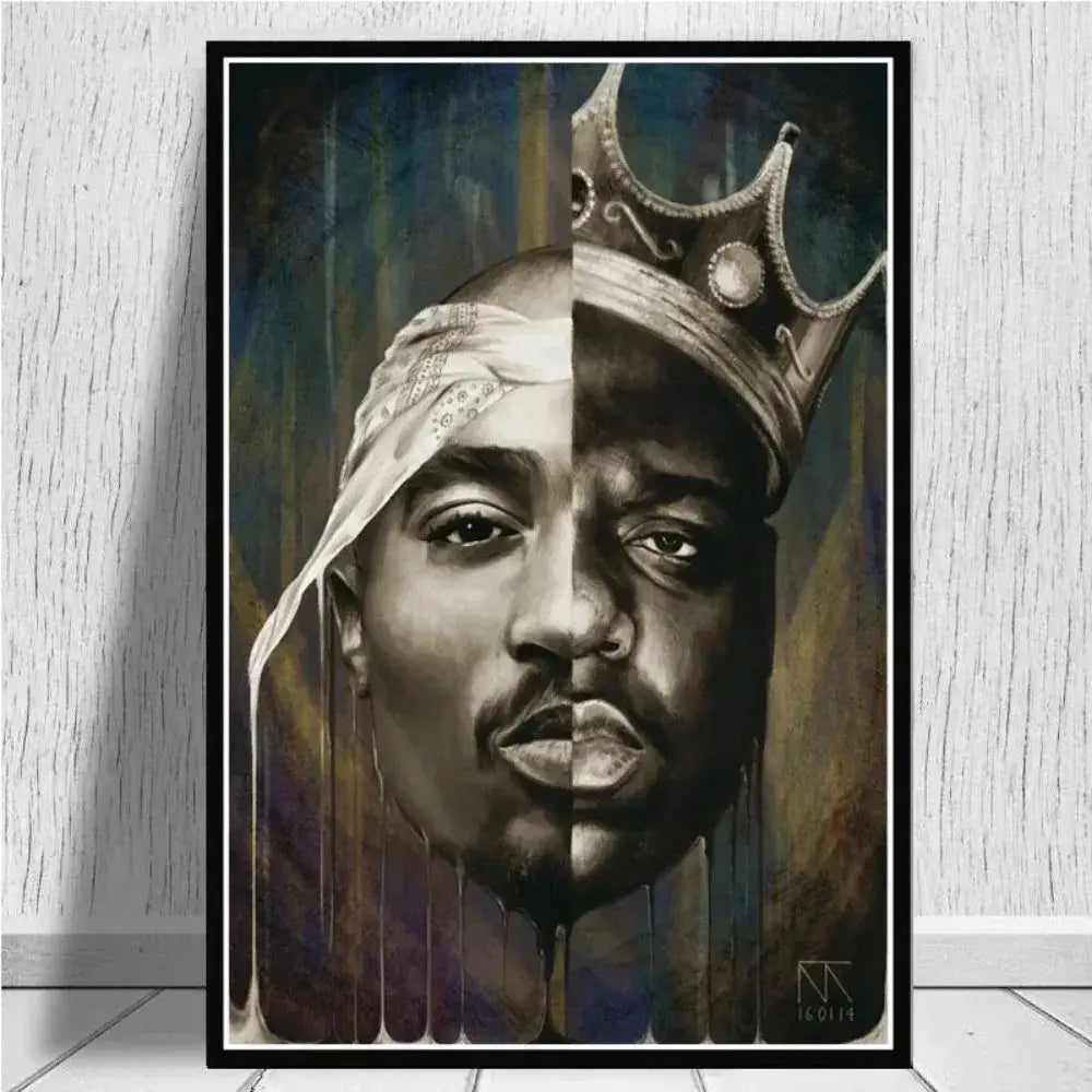 Iconic black & white tupac canvas print bedroom hip hop wall art