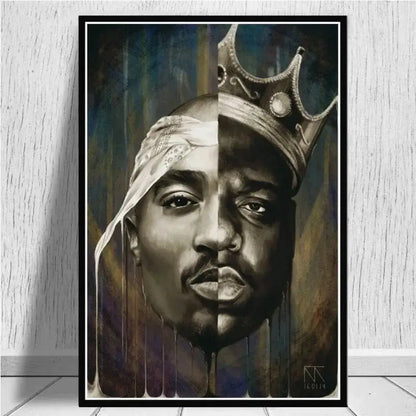 Iconic black & white tupac canvas print bedroom hip hop wall art