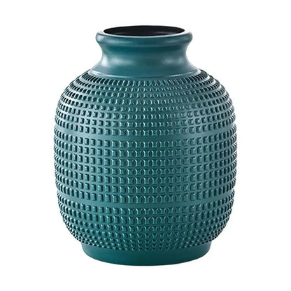 Textured teal modern floral vase living room unbreakable decor