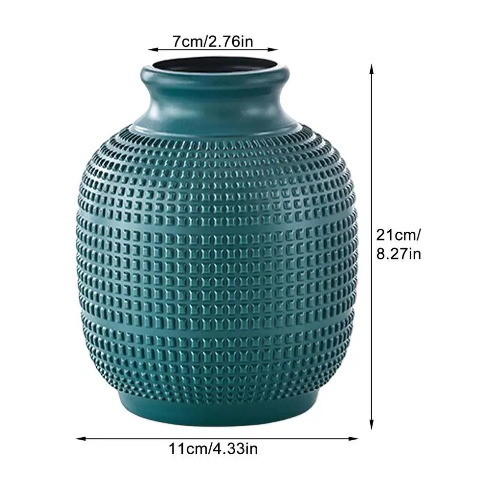 Textured teal modern floral vase living room unbreakable decor