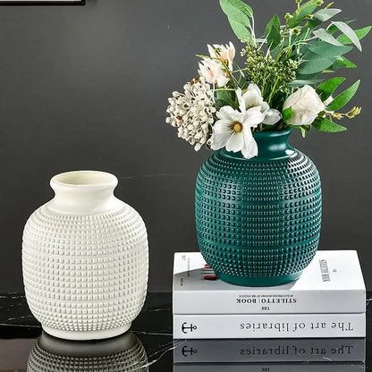 Textured teal modern floral vase living room unbreakable decor