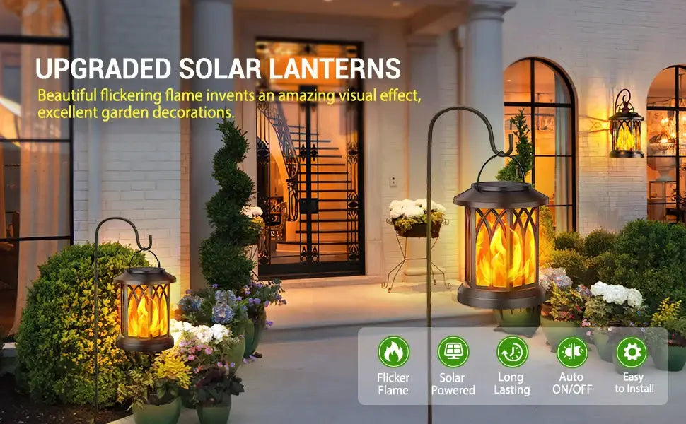 Bronze bronze flickering flame solar lanterns garden decorative light