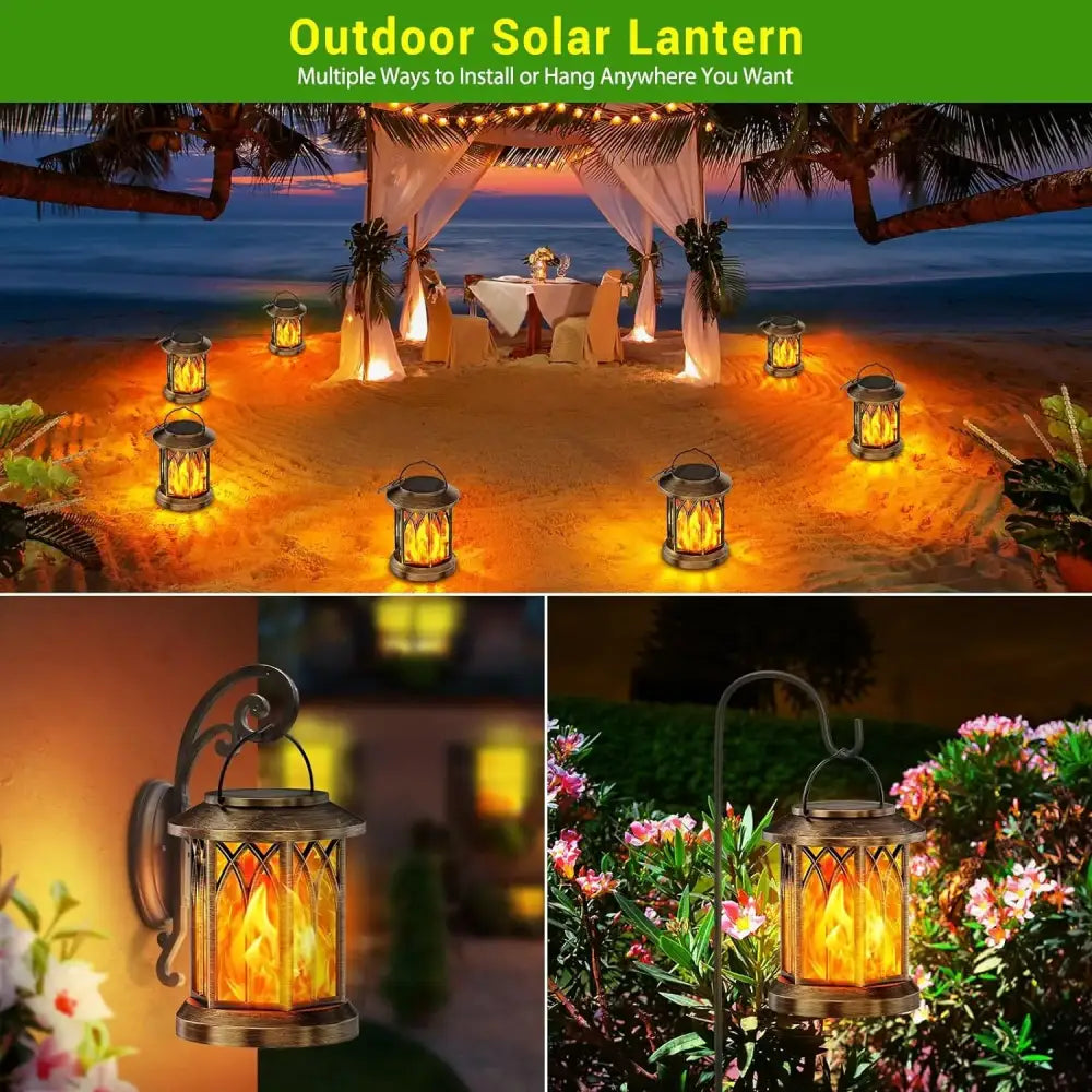 Bronze bronze flickering flame solar lanterns garden decorative light