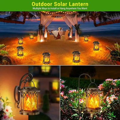 Bronze bronze flickering flame solar lanterns garden decorative light