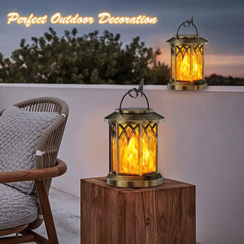 Bronze bronze flickering flame solar lanterns garden decorative light
