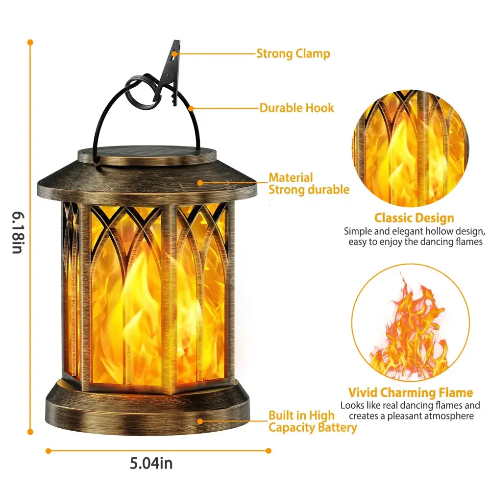 Bronze bronze flickering flame solar lanterns garden decorative light