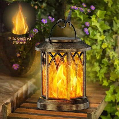 Bronze bronze flickering flame solar lanterns garden decorative light