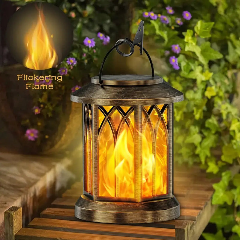 Bronze bronze flickering flame solar lanterns garden decorative light