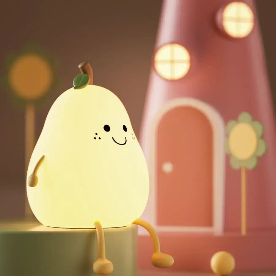 Yellow pear silicone rechargeable night light bedroom lamp