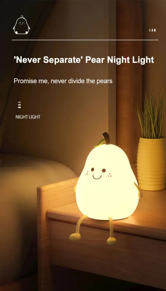 Yellow pear silicone rechargeable night light bedroom lamp