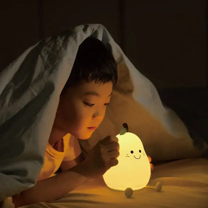 Yellow pear silicone rechargeable night light bedroom lamp