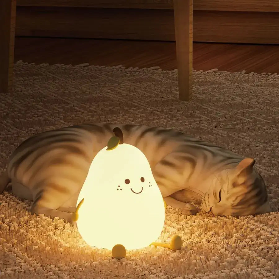 Yellow pear silicone rechargeable night light bedroom lamp
